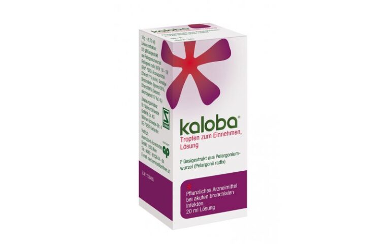 Kaloba Flüssigextrakt aus Pelargoniumwurzel in einer 20 ml Flasche für die Behandlung von bronchialen Infektionen.